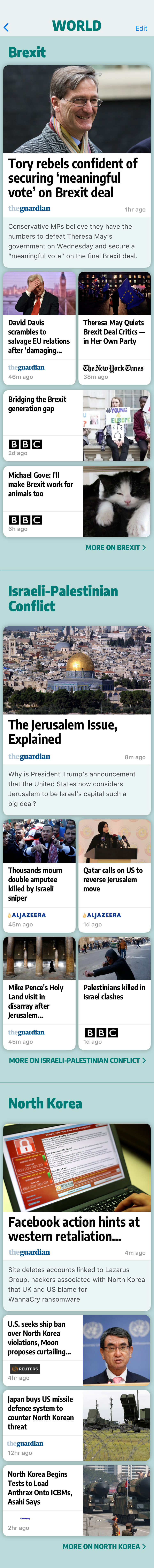 Screenshot: A page of world news
